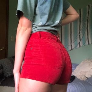 Brandy Melville red corduroy shorts